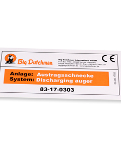 Typenschild D/GB: Austragsschnecke EasySlider